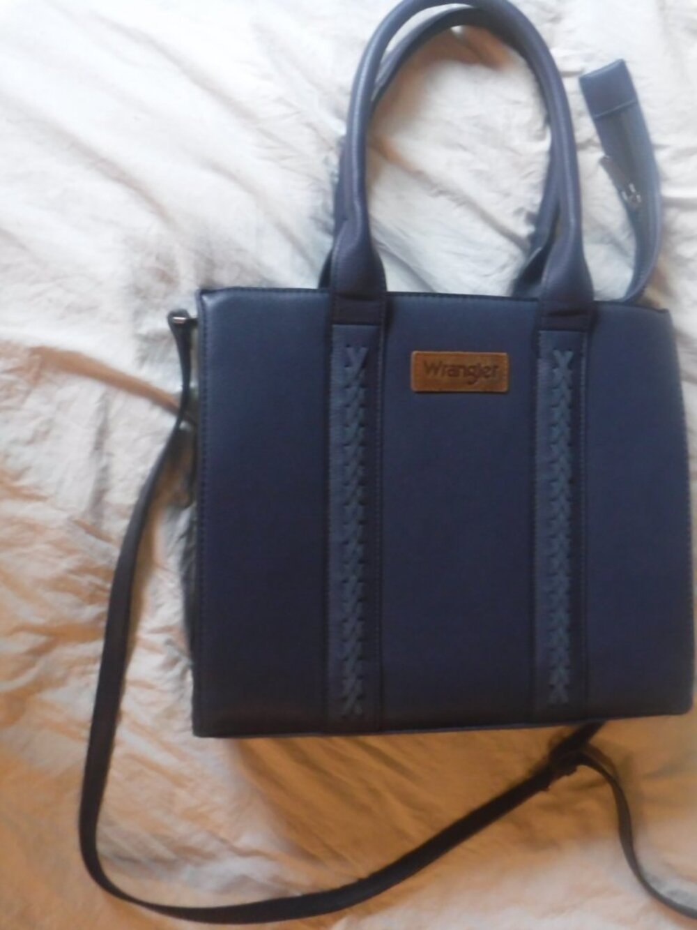 Wrangler Womens Shoulder tote Faux Leather Purse Blue Pre Owned - Picture 6 of 15